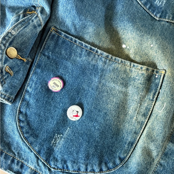 Found Blue Jean Jacket with Pins - Picture 3 of 3